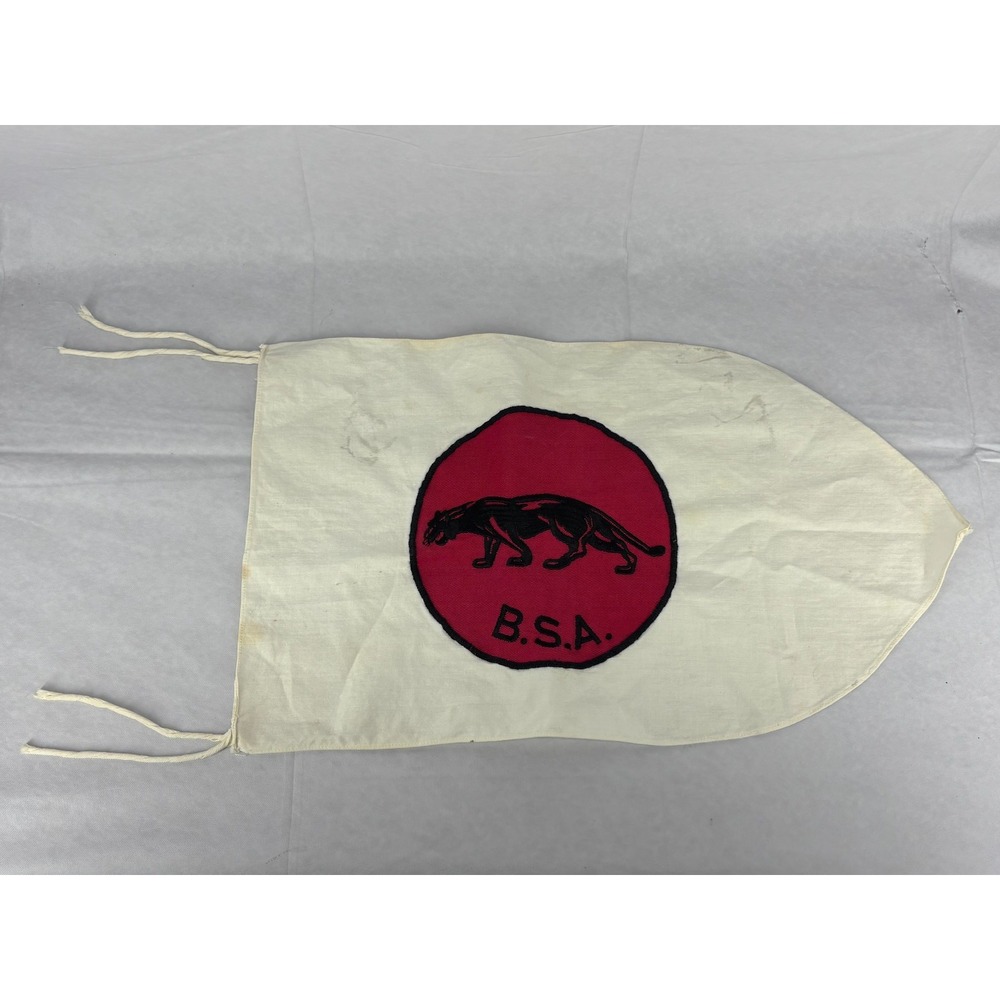 BSA Scouts Panther Patrol Flag Boys White Red Embroidered Canvas Pennant Vintage
